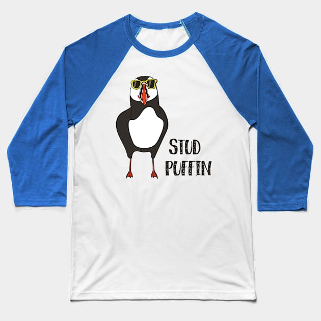 Stud Puffin Funny - Cool Puffin Bird in Sunglasses Baseball T-Shirt by Dreamy Panda Designs